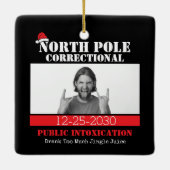 おもしろい写真マッチングファミリークリスマスパジャマ セラミックオーナメント (裏面)