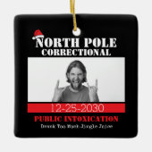 おもしろい写真マッチングファミリークリスマスパジャマ セラミックオーナメント (正面)