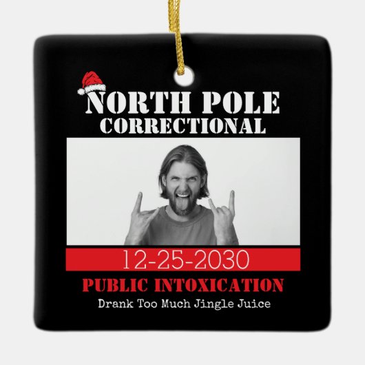 おもしろい写真マッチングファミリークリスマスパジャマ セラミックオーナメント (正面)