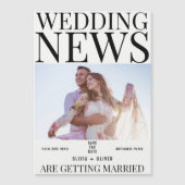 おもしろい写真ユニーク新聞の結婚式の日付を保存 マグネット招待状 (正面)