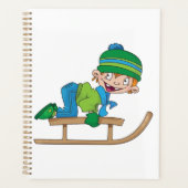 おもしろい冬そり少年かわいい雪の冒険 プランナー手帳 (正面)