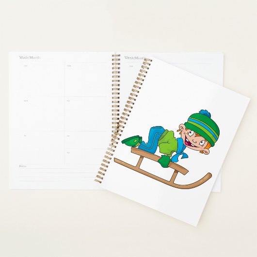 おもしろい冬そり少年かわいい雪の冒険 プランナー手帳