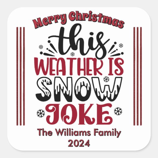 おもしろい冬のクリスマスステッカー スクエアシール (正面)