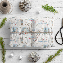 おもしろい冬の雪だるまキッズマンガクリスマスパターン ラッピングペーパー