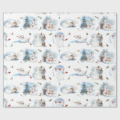 おもしろい冬の雪だるまキッズマンガクリスマスパターン ラッピングペーパー (フラット)