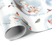 おもしろい冬の雪だるまキッズマンガクリスマスパターン ラッピングペーパー (ロールコーナー)