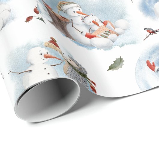 おもしろい冬の雪だるまキッズマンガクリスマスパターン ラッピングペーパー (ロールコーナー)