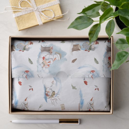 おもしろい冬の雪だるまキッズマンガパターン 薄葉紙 (ギフト)