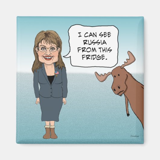 おもしろい冷蔵庫用マグネット:サラ・ペイリン氏はロシアを見る マグネット (正面)