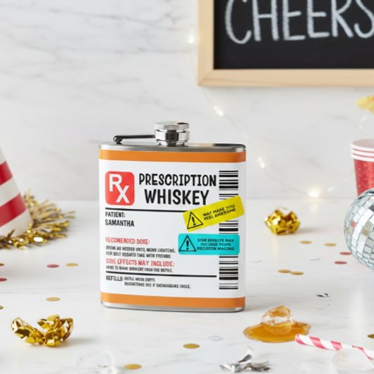 おもしろい処方ウイスキカスタムーの警告ラベル フラスク