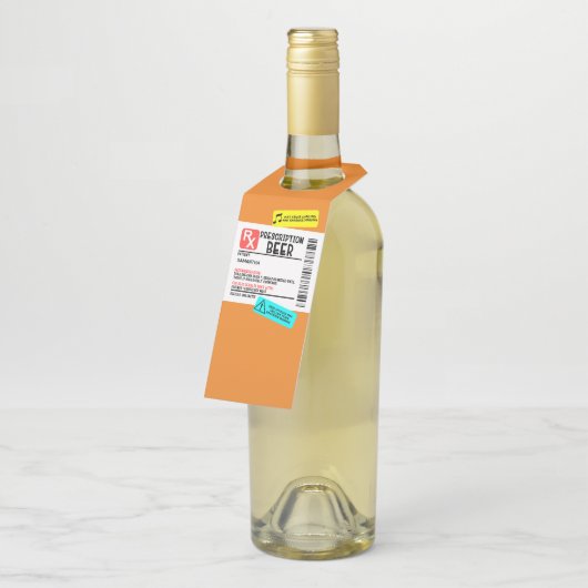 おもしろい処方ビ警告ールラベルパーソナライズされた ボトルネックタグ (アングル)