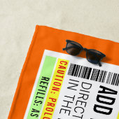 おもしろい処方ラベル ビーチタオル (インサイチュ)