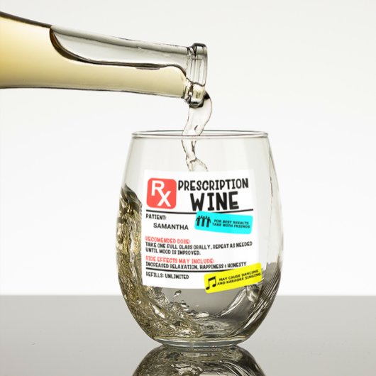 おもしろい処方ワイパーソナライズされたン名 ステムなしワイングラス