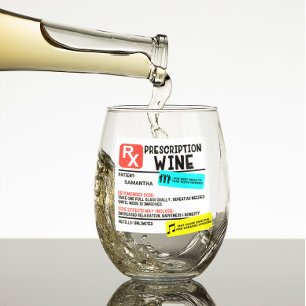 おもしろい処方ワイパーソナライズされたン名 ステムなしワイングラス