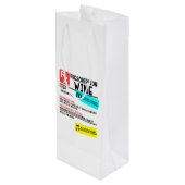 おもしろい処方ワ警告インのラパーソナライズされたベル ワインギフトバッグ (裏面アングル)