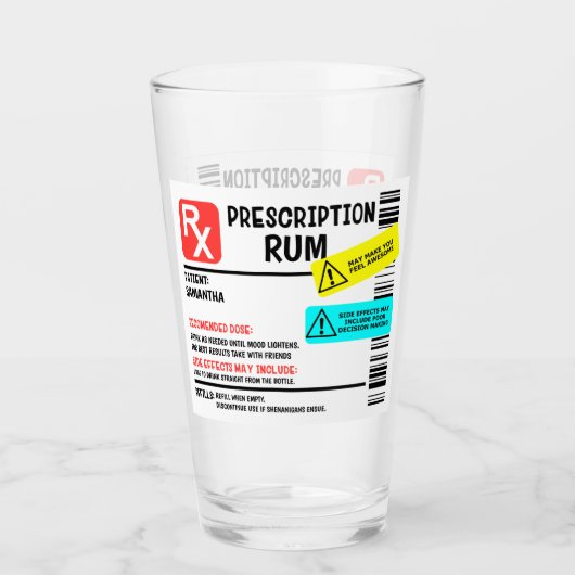 おもしろい処方警告ラム表示パーソナライズされた タンブラーグラス (正面)