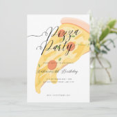 おもしろい切れ！水彩ピザパーティー誕生日 招待状 (スタンド正面)