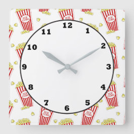 おもしろい劇場ポップコーンパターナムホームデカール時計 スクエア壁時計
