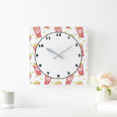 おもしろい劇場ポップコーンパターナムホームデカール時計 スクエア壁時計 (ホーム)