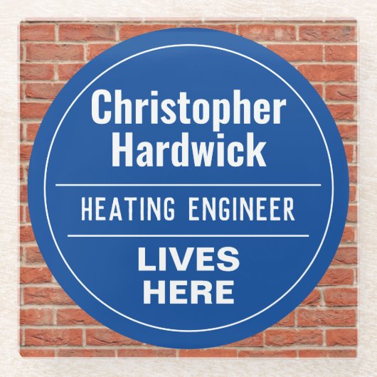 おもしろい加熱技術者ウォールプラークスタイル ガラスコースター (正面)