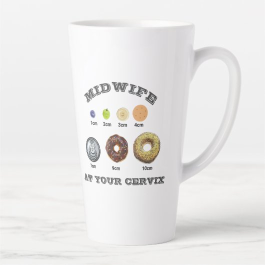おもしろい助産師「子宮頸部」cm測定 カフェラテマグ (右)