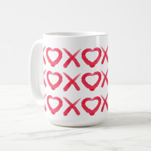 おもしろい動揺してレッドXOXOラブキス コーヒーマグカップ (正面左)