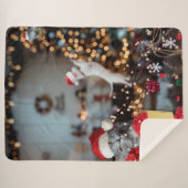 「おもしろい動物の家熱狂する」クリスマス シェルパブランケット (正面(横))