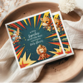 おもしろい動物スーパーヒーローベビーシャワー スタンダードカクテルナプキン