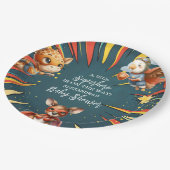 おもしろい動物スーパーヒーローベビーシャワー ペーパープレート (アングル)