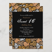 おもしろい動物パターンハートスウィート16招待状 招待状 (正面/裏面)