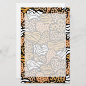 おもしろい動物パターンハート 便箋 (正面/裏面)