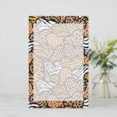 おもしろい動物パターンハート 便箋 (スタンド正面)