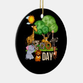 おもしろい動物園の日かわいい動物スクールフィールドトリップサファリ セラミックオーナメント (右)