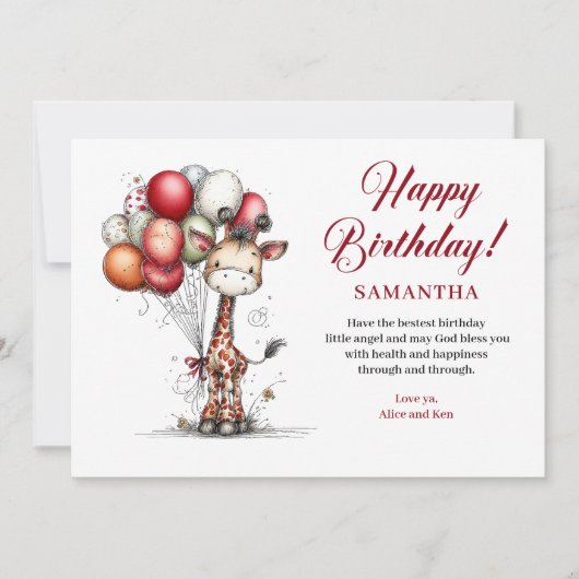 おもしろい動物 オーダーメイド名入り 子供用グリーティングカード (正面)