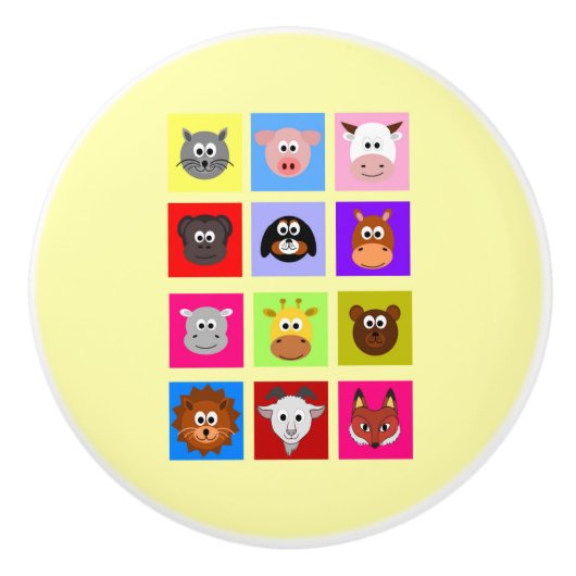 おもしろい動物 セラミックノブ (正面)