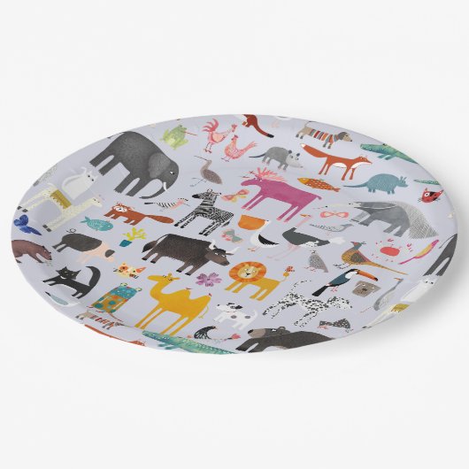 おもしろい動物 ペーパープレート (アングル)