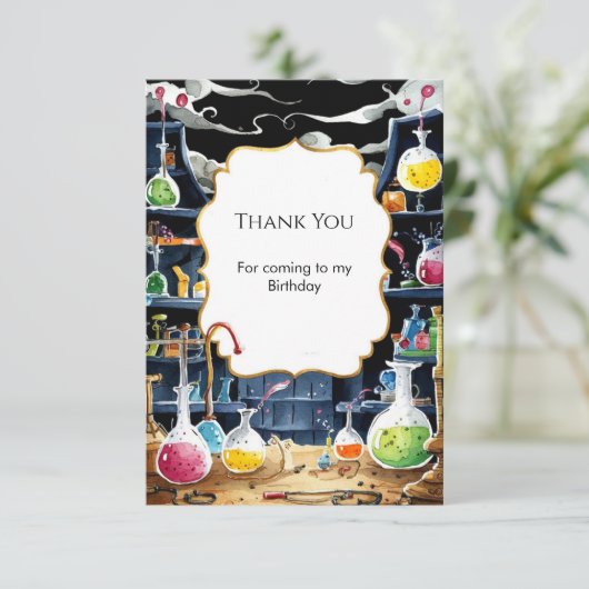 おもしろい化学ラボサイエンティスト誕生日 サンキューカード (スタンド正面)