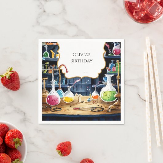 おもしろい化学ラボサイエンティスト誕生日 スタンダードカクテルナプキン (インサイチュ)