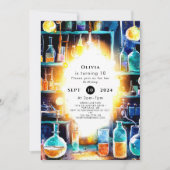 おもしろい化学科学者誕生日 招待状 (正面)