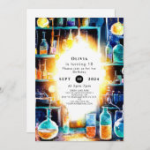 おもしろい化学科学者誕生日 招待状 (正面/裏面)