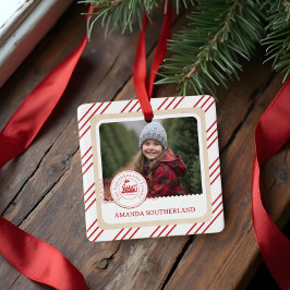 おもしろい北極列車表現の初めてのクリスマス写真 セラミックオーナメント