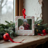 おもしろい北極列車表現の初めてのクリスマス写真 セラミックオーナメント