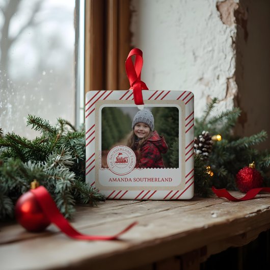 おもしろい北極列車表現の初めてのクリスマス写真 セラミックオーナメント