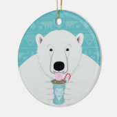 おもしろい北極極熊シップスホットチョコレートオンティール(緑がかった色) セラミックオーナメント (左)