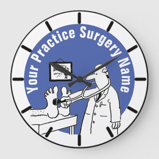 おもしろい医師聴診器専門医 ラージ壁時計 (正面)