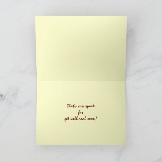 おもしろい十分かわいく白い牛を-牧場か農場得て下さい カード (内部)