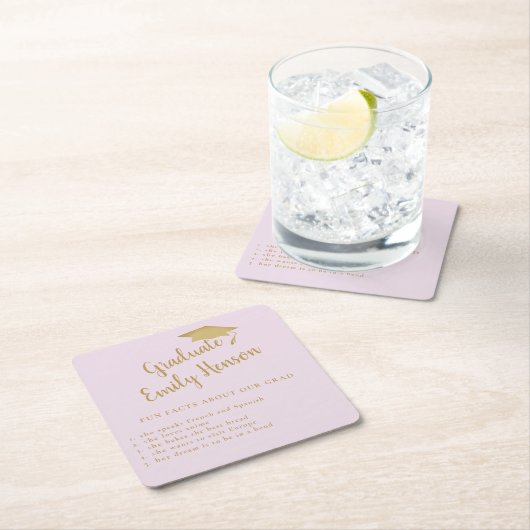 おもしろい卒業シンプル会の事実 スクエアペーパーコースター (インサイチュ)