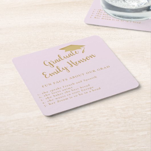 おもしろい卒業シンプル会の事実 スクエアペーパーコースター (アングル)