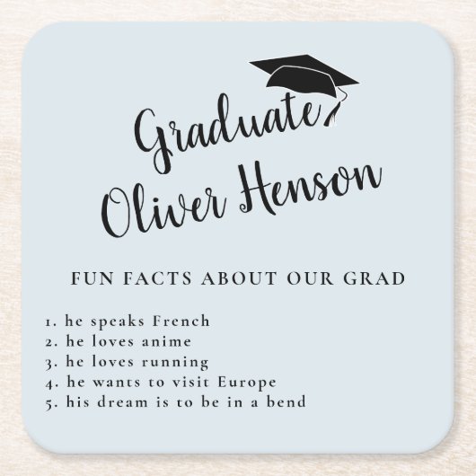 おもしろい卒業シンプル会の事実 スクエアペーパーコースター (正面)