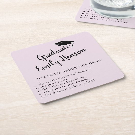 おもしろい卒業シンプル会の事実 スクエアペーパーコースター (アングル)
